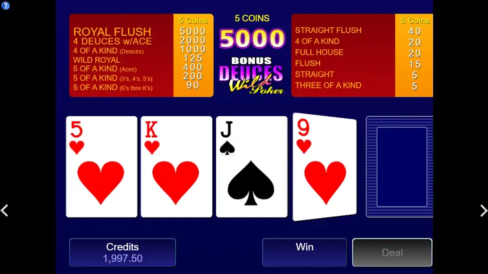 Bonus Deuces Wild Poker