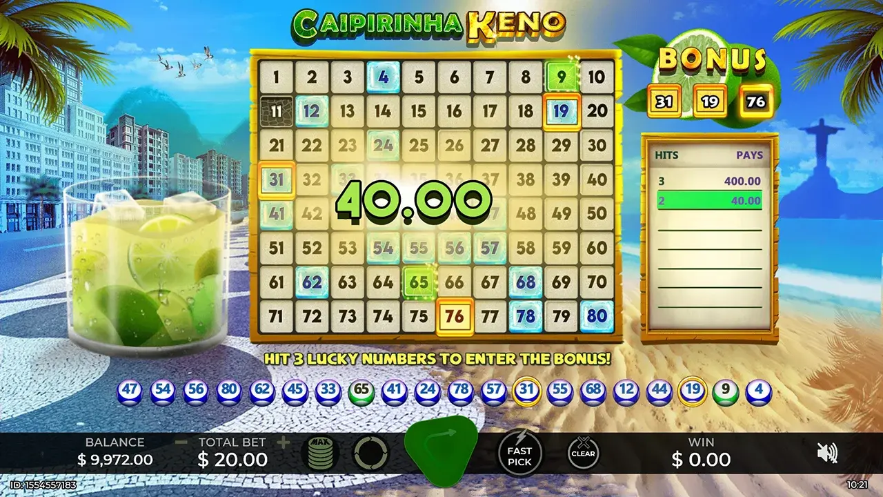 Caipirinha Keno Win