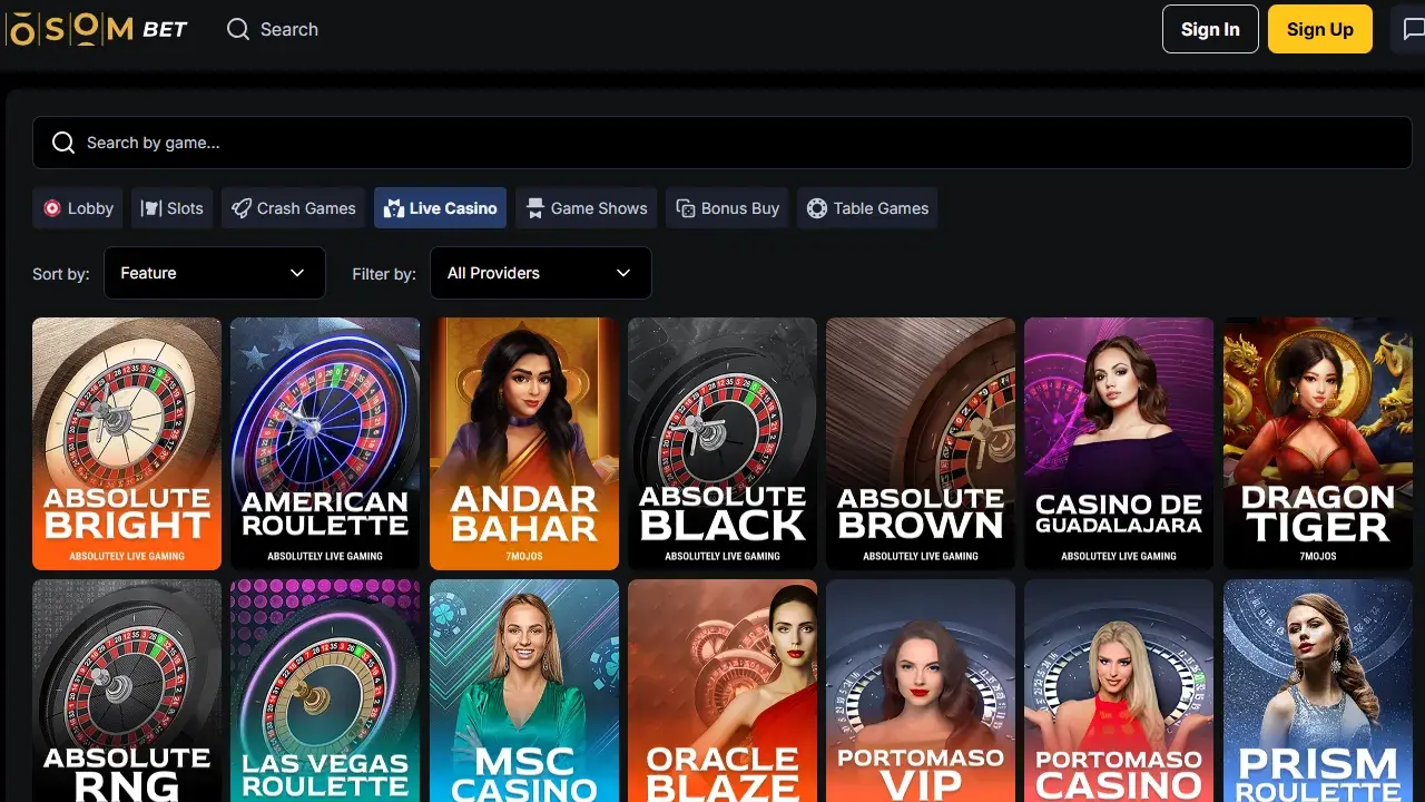 OsomBet Casino Live Dealer