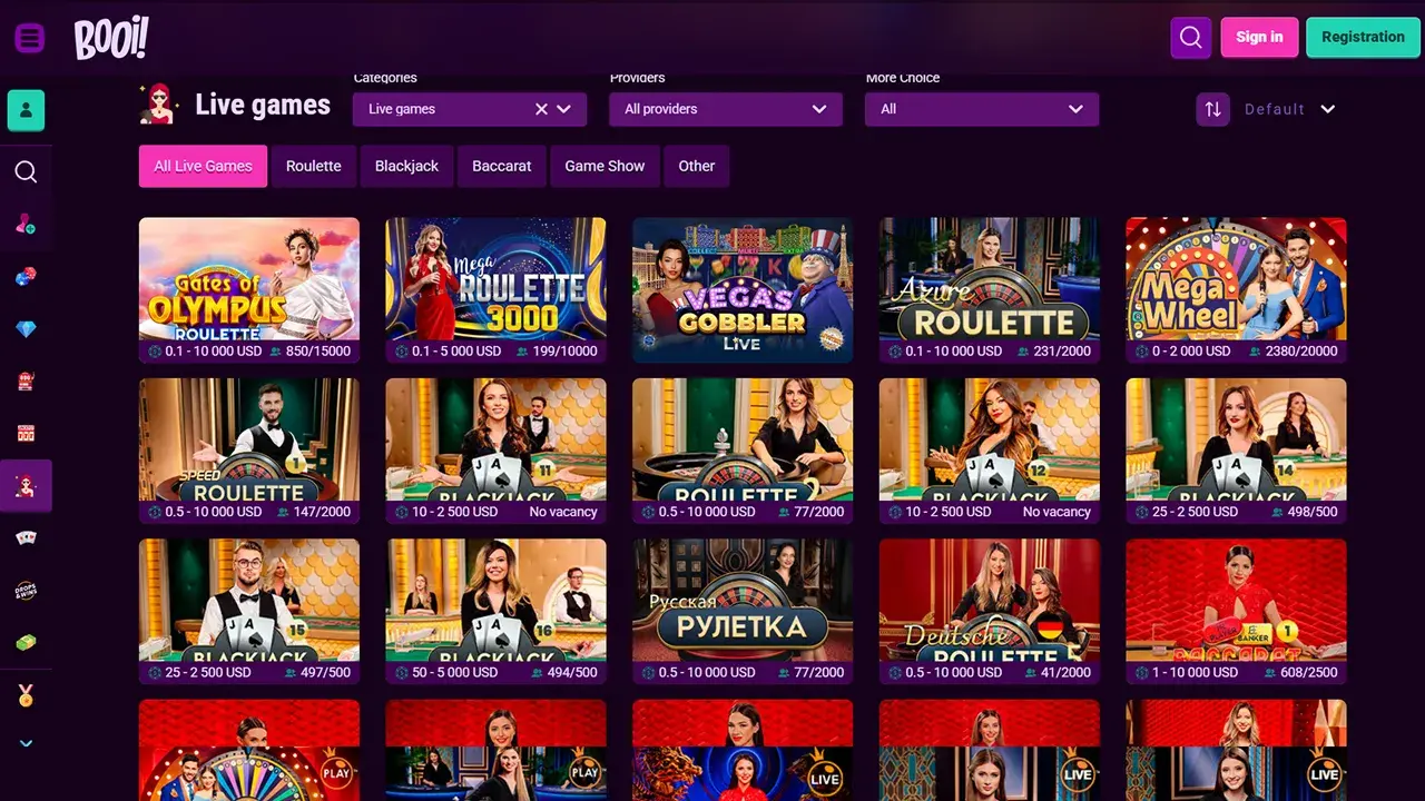 Booi Casino Live Dealer