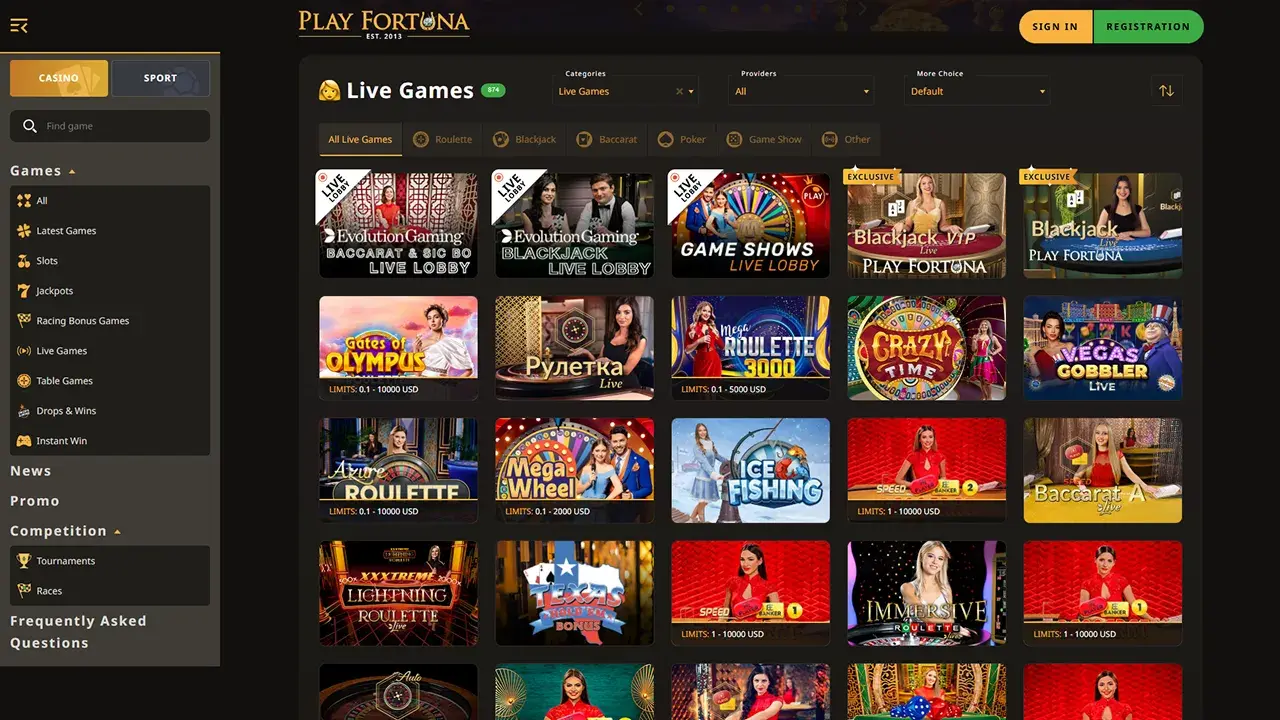 Play Fortuna Casino Live Dealer