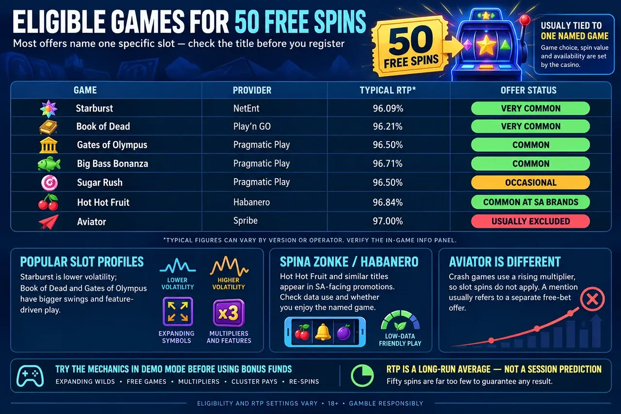 Eligible Games for 50 Free Spins Eligible Games for 50 Free Spins