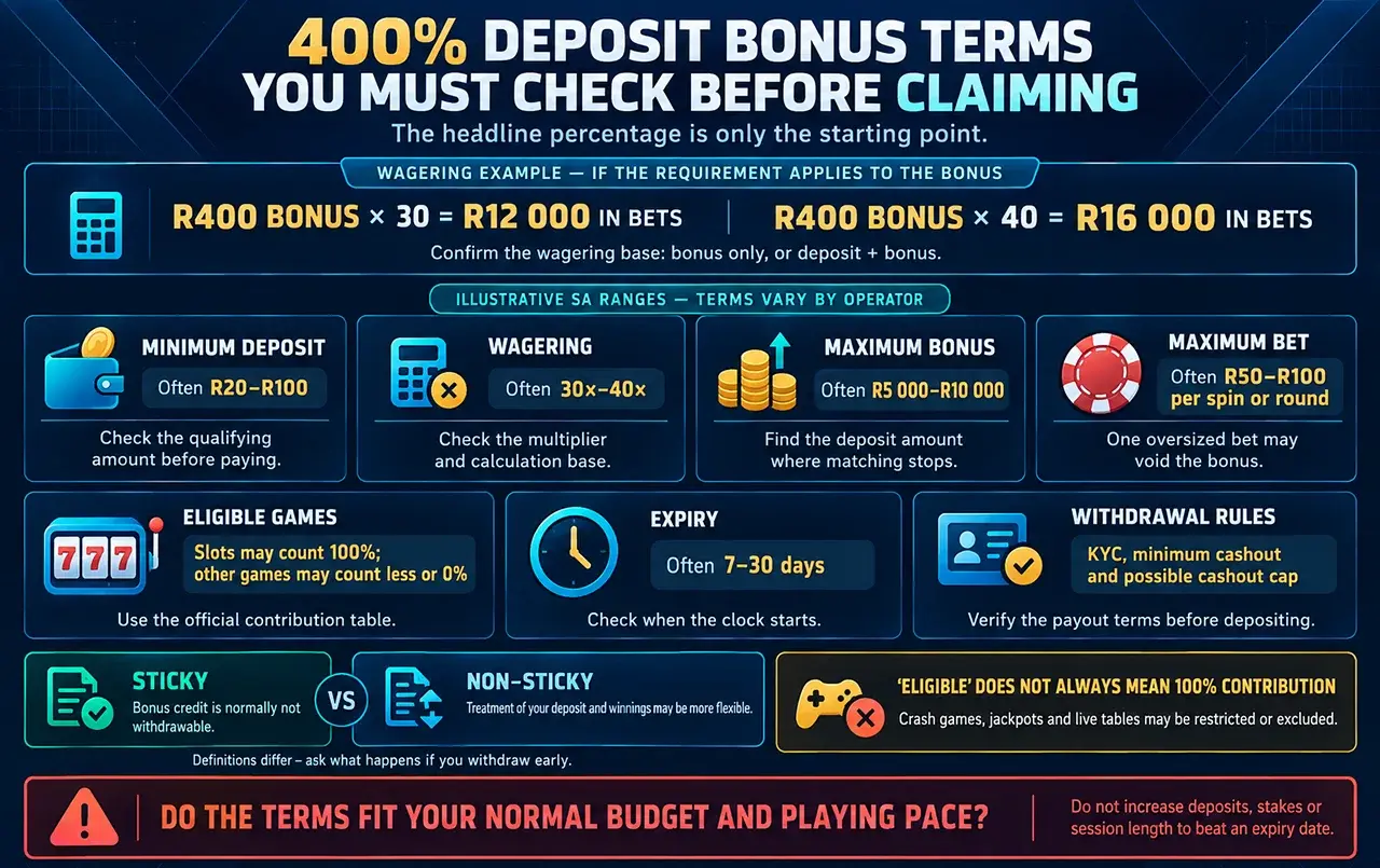 400% Deposit Bonus Terms 400% Deposit Bonus Terms