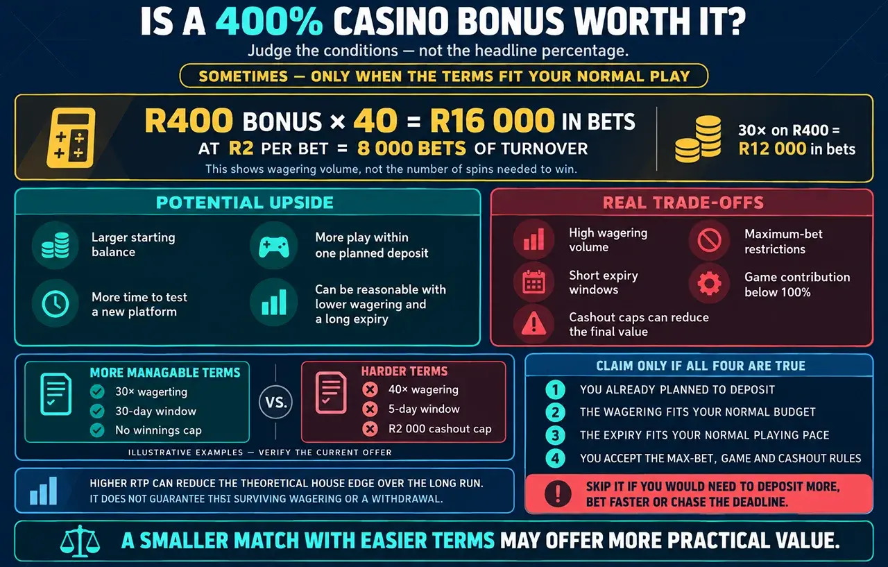 Is a 400% Casino Bonus Worth It Is a 400% Casino Bonus Worth It